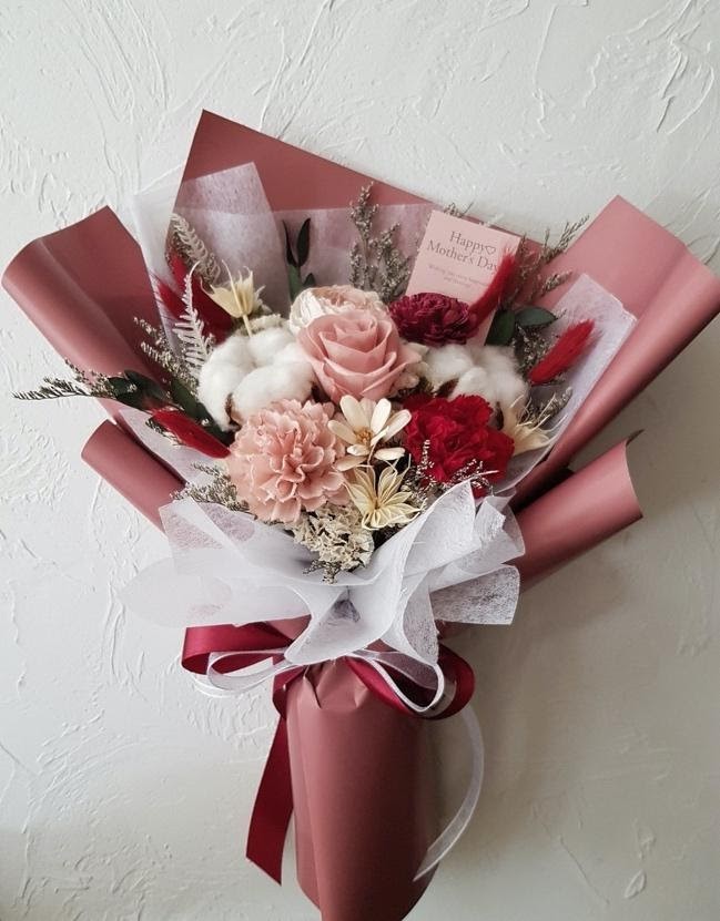 母親節永生花束紅色系