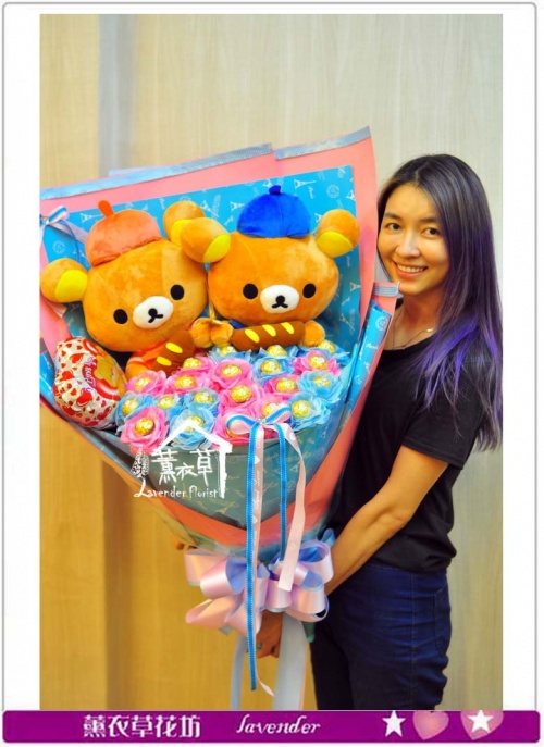 拉拉熊花束c 薰衣草網路花店 情人節花束 媒體報導最具創意網路花店 Lavender