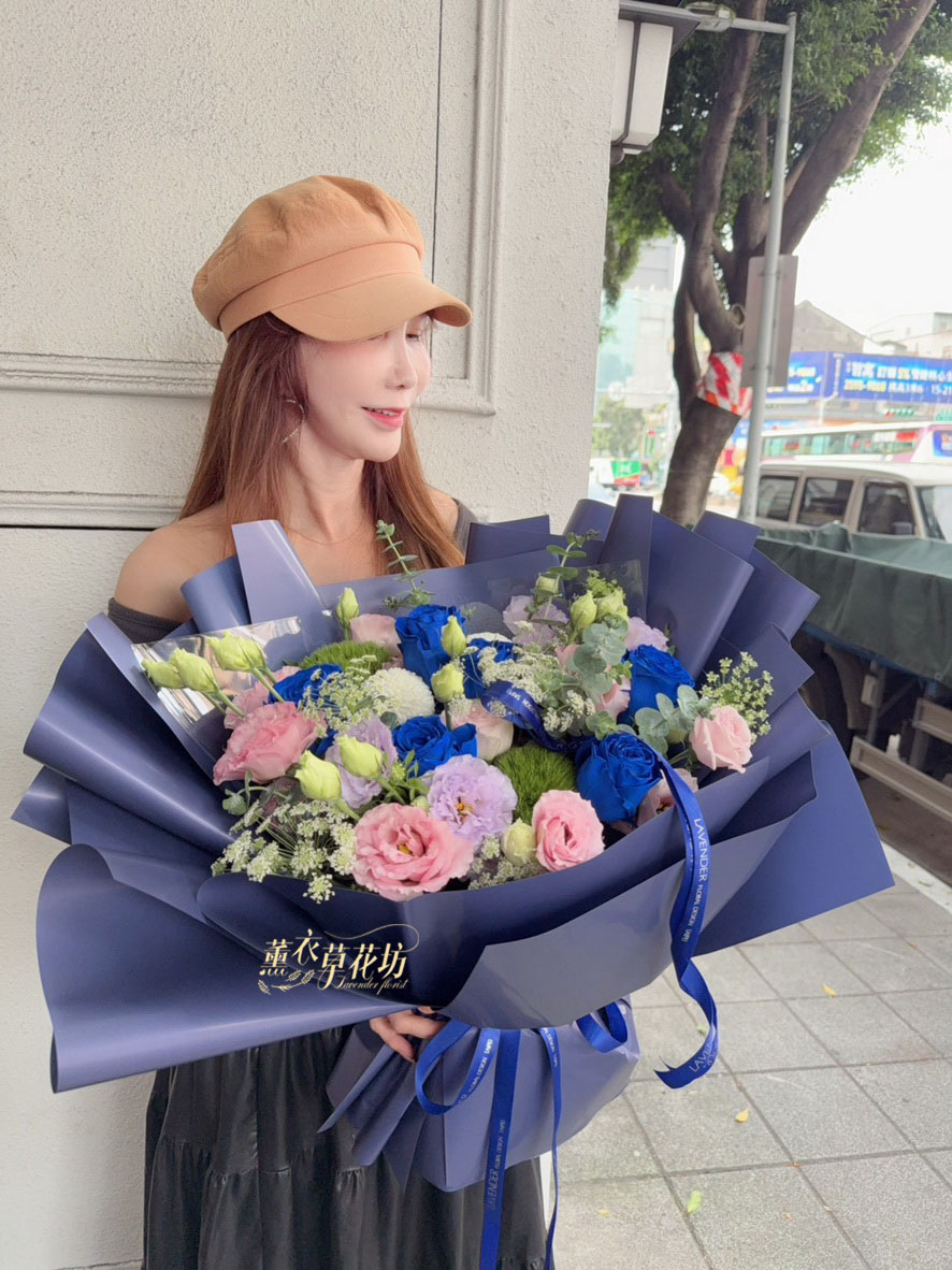 進口~藍玫瑰花束!113031932