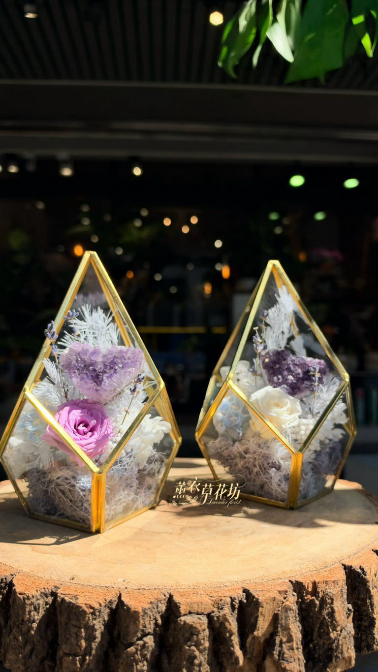愛心~紫水晶&永生花&玻璃款 115100905