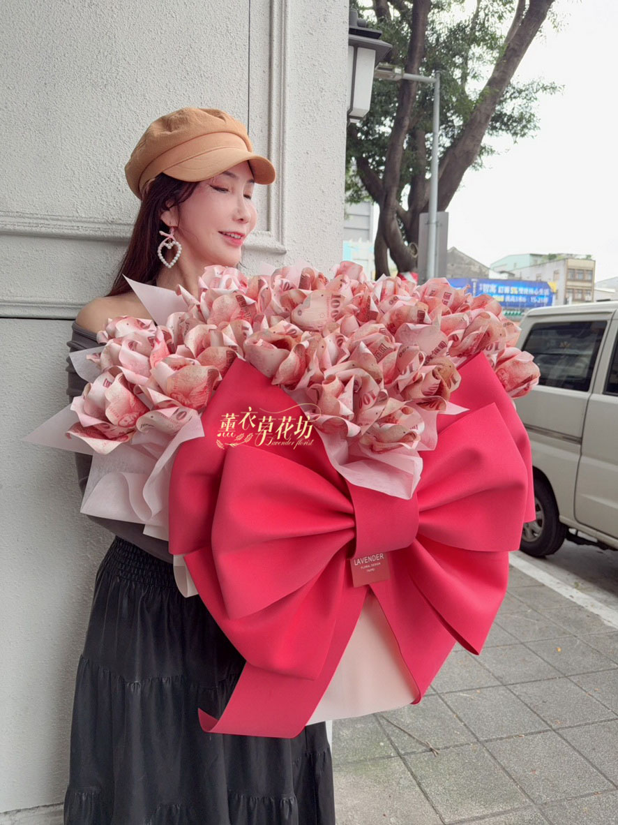 鈔票花束30朵 ~巨大蝴蝶結112010601