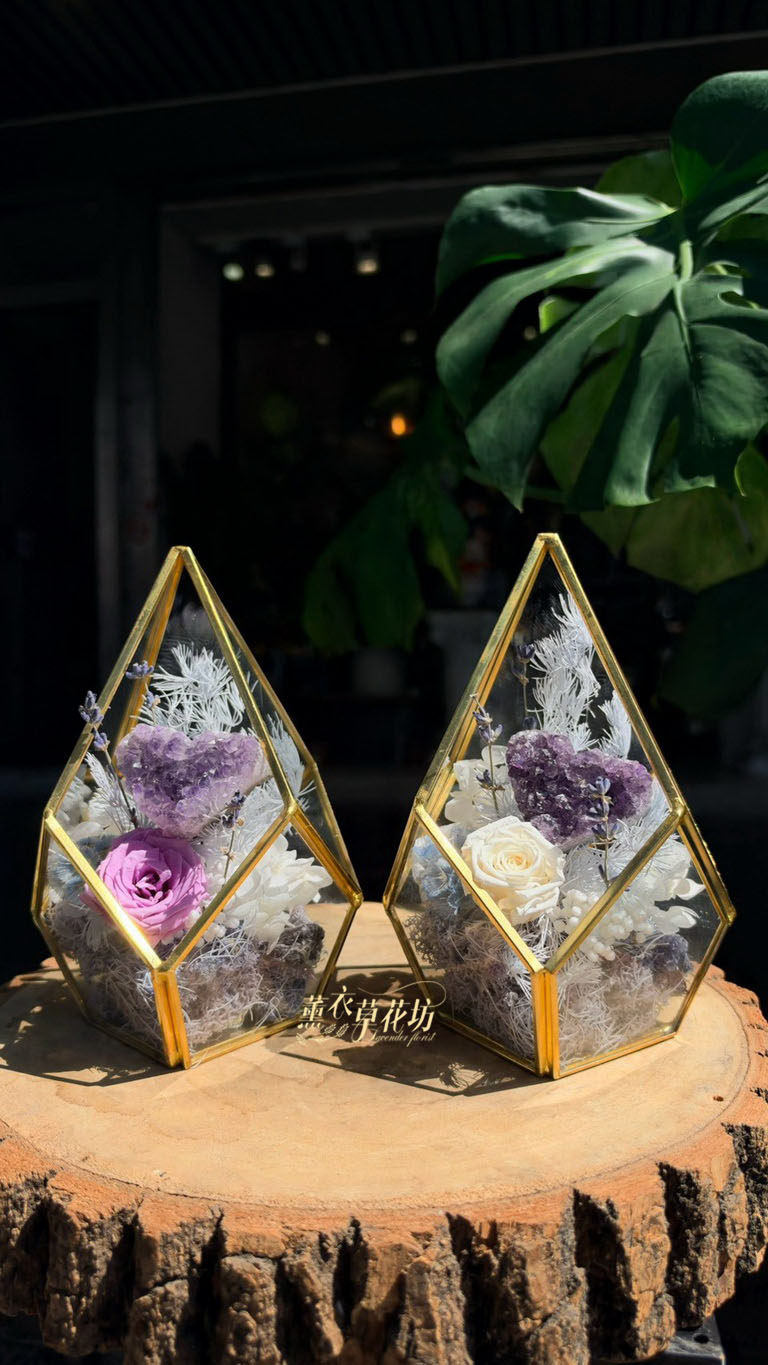 愛心~紫水晶&永生花&玻璃款 115100905