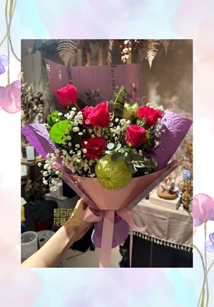 榮光新生~受洗~重生~洗禮~紅與粉~玫瑰花花束設計系列~BF8-02