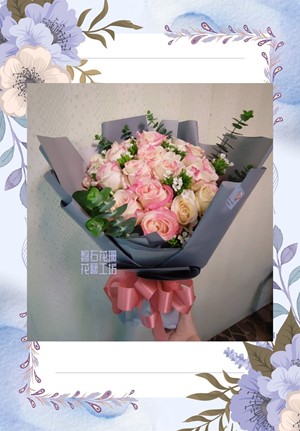重生的盼望~受洗~重生~洗禮~台灣產草莓牛奶玫瑰花束設計~客製花束~BF8-03