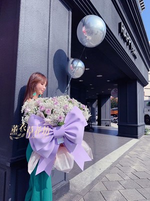 進口紫色玫瑰花束~巨大蝴蝶結111120916