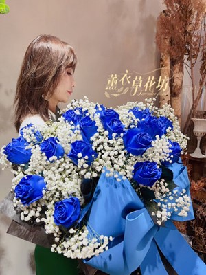 進口~藍色玫瑰花束~巨大蝴蝶結111120910
