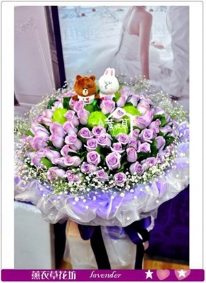 進口紫玫瑰花束~情人節限定款A021302