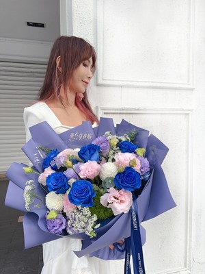 進口~藍玫瑰花束!113031932