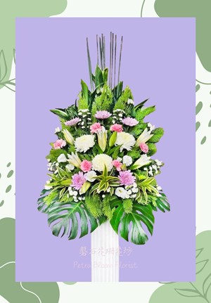 追思花禮~特製羅馬白粉羅馬柱花A款~(單位:一對)