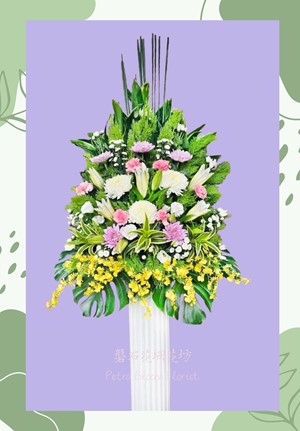 追思花禮~特製羅馬白粉羅馬柱花B款~ 單位一對 